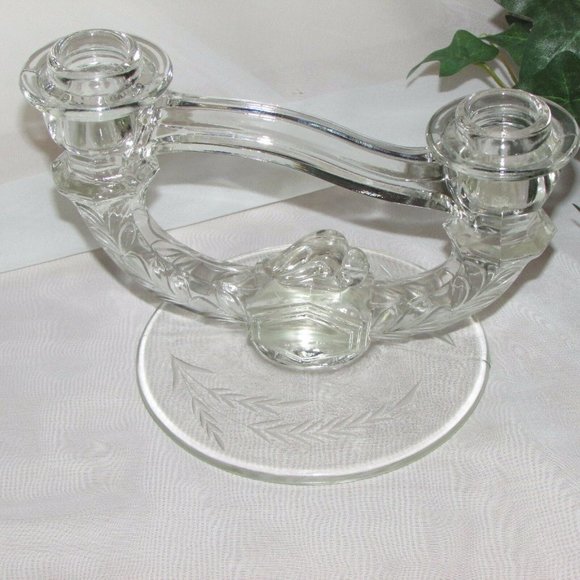 Vintage Indiana Glass Candelabra Two Branch Taper Candle Holder Bohemian Decor - Picture 4 of 6